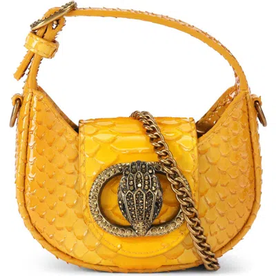 Kurt Geiger London Micro Chelsea Embossed Leather Top Handle Bag In Yellow