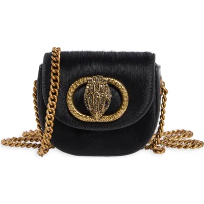 Kurt Geiger London Micro Chelsea Genuine Calf Hair Saddle Bag In Black