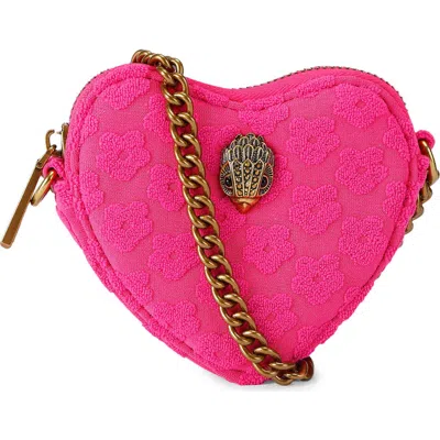 Kurt Geiger London Micro Heart Leather Crossbody Bag In Pink