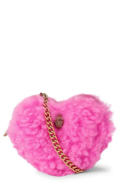 Kurt Geiger London Micro Heart Leather Crossbody Bag In Pink