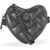 Kurt Geiger London Micro Heart Leather Crossbody Bag In Silver