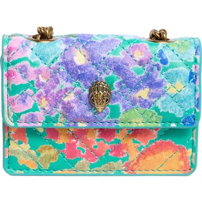 Kurt Geiger London Micro Kensington Floral Crossbody Bag In Turquoise/aqua