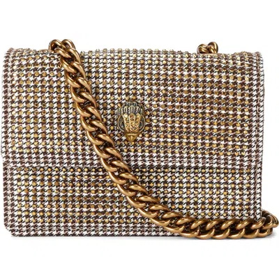 Kurt Geiger London Micro Kensington Tweed Convertible Crossbody Bag In Dark Beige