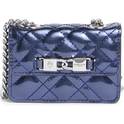 Kurt Geiger London Micro Kingsley Quilted Leather Crossbody Bag In Navy-patent Leather
