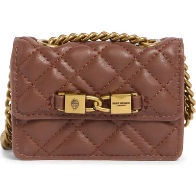 Kurt Geiger London Micro Kingsley Quilted Leather Crossbody Bag In Wine