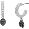 Kurt Geiger London Micro Pavé Crystal Eagle Huggie Hoop Earrings In Transparent