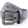 Kurt Geiger London Micro Quilt Leather Belt In Pavement/ant. Silver
