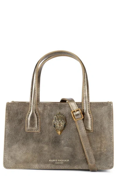 Kurt Geiger London Mini Bond Textured Metallic Leather Tote In Rust/copper