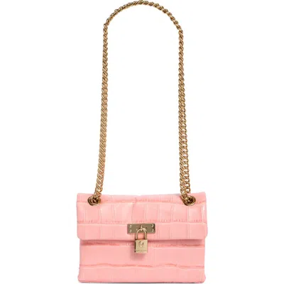 Kurt Geiger London Mini Brixton Croc Embossed Leather Crossbody Bag In Pink