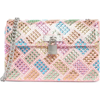 Kurt Geiger London Mini Brixton Crystal Lock Bag In Open Pink