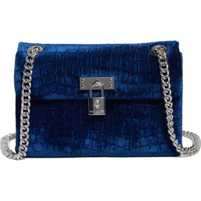 Kurt Geiger London Mini Brixton Velvet Crossbody Bag In Blue