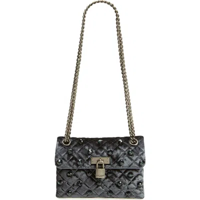 Kurt Geiger London Mini Brixton Velvet Shoulder Bag In Blue