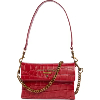 Kurt Geiger London Mini Brompton Croc Embossed Leather Crossbody Bag In Red
