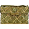 Kurt Geiger London Mini Kensington Embellished Fabric Convertible Crossbody Bag In Gold/green