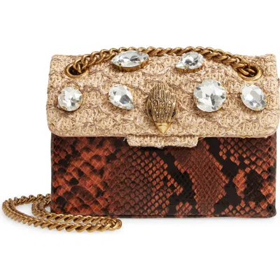 Kurt Geiger London Mini Kensington Raffia & Snake Embossed Leather Crossbody Bag In Pink