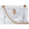 Kurt Geiger London Mini Kensington Vinyl Convertible Clear Crossbody Bag In Silver