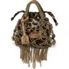 Kurt Geiger Mini Macrame Crystal-embellishment Tote Bag In Brown