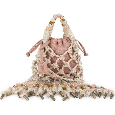 Kurt Geiger London Mini Macramé Rope Top Handle Bag In Brown