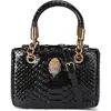 Kurt Geiger London Mini Square Kensington Croc Embossed Leather Top Handle Bag In Black