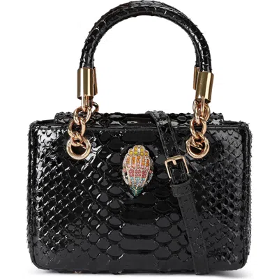 Kurt Geiger London Mini Square Kensington Croc Embossed Leather Top Handle Bag In Black