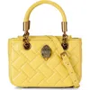 Kurt Geiger London Mini Square Kensington Quilted Leather Top Handle Bag In Yellow