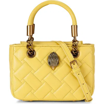 Kurt Geiger London Mini Square Kensington Quilted Leather Top Handle Bag In Yellow