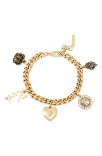 Kurt Geiger London Mixed Charm Curb Chain Bracelet In Gold