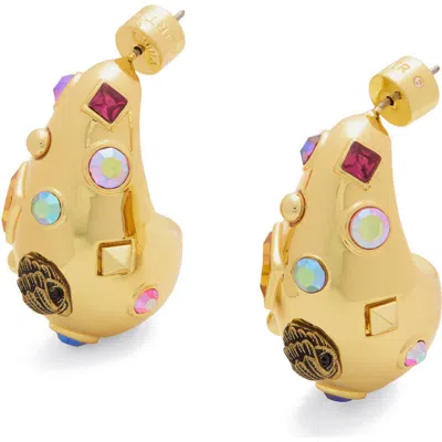Kurt Geiger London Mixed Crystal Dome Drop Earrings In Gold Multi