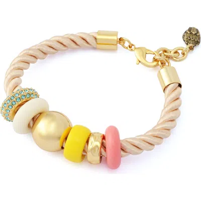 Kurt Geiger London Mixed Media Beaded Cord Bracelet In Brown