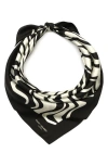 Kurt Geiger London Monochrome Wave Square Scarf In Black