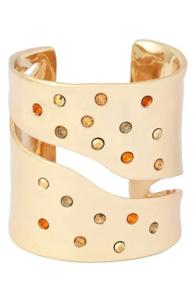 Kurt Geiger London Multi Stone Statement Cuff Bracelet In Gold