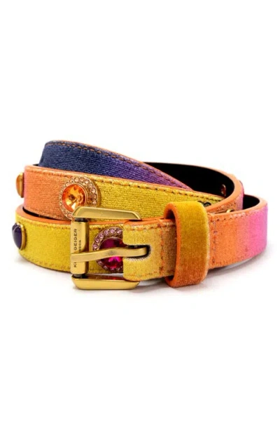 Kurt Geiger London Octavia Crystal Heart Stud Velvet Belt