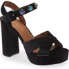 Kurt Geiger Octavia Rhinestone-embellished Velvet Platform Sandals In Charcoal