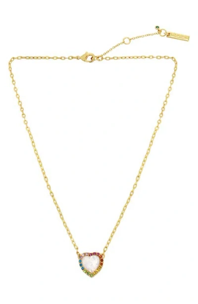 Kurt Geiger London Opal Heart Halo Pendant Necklace In Gold/opal Rainbow