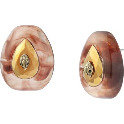 Kurt Geiger London Ophelia Eagle Teardrop Stud Earrings In Brown