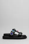Kurt Geiger Orson Crystal Womens Leather Slip On Slide Sandals