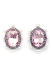 Kurt Geiger London Oval Crystal & Faux Pearl Stud Earrings In Pink