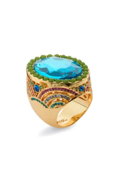 Kurt Geiger London Oval-cut Chunky Cocktail Ring In Turquoise