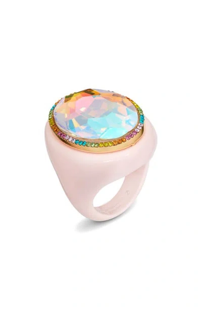 Kurt Geiger London Oval Stone Cocktail Ring In Pink