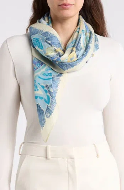 Kurt Geiger London Paisley Denim Silk Square Scarf In Multi