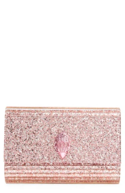 Kurt Geiger London Party Eagle Glitter Clutch In Light/pastel Pink