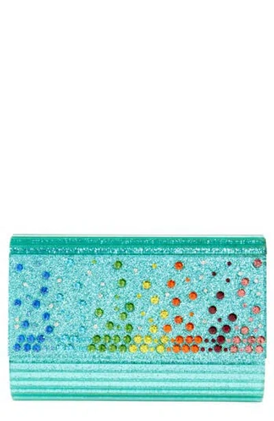 Kurt Geiger London Party Glitter Envelope Clutch In Turquoise/aqua