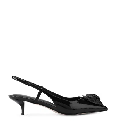 Kurt Geiger London Patent Embellished Belsize Slingback Heels 40 In Black