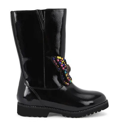 Kurt Geiger Kids'  London Patent Leather Butterfly Knee-high Boots In Black