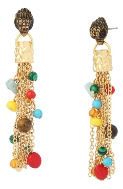 Kurt Geiger London Pavé Bead Tassel Chandelier Drop Earrings In Gold
