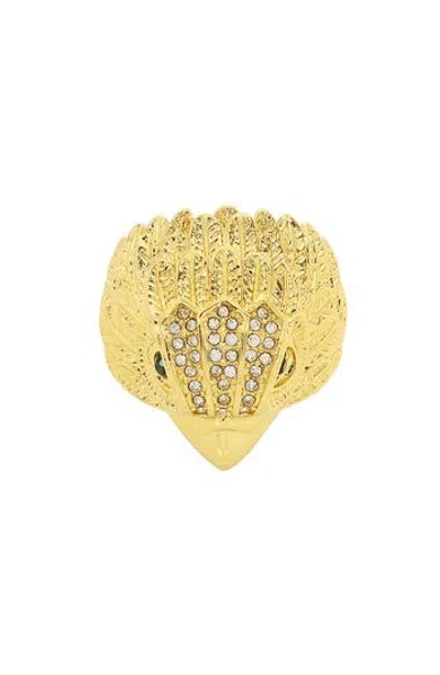 Kurt Geiger London Pavé Crystal Eagle's Head Cocktail Ring In Multi
