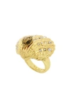 Kurt Geiger London Pavé Crystal Eagle's Head Shell Cocktail Ring