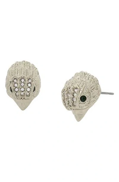 Kurt Geiger London Pavé Crystal Eagle Head Stud Earrings In Silver