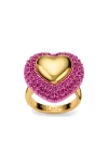 Kurt Geiger London Pavé Crystal Heart Cocktail Ring In Multi