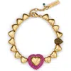 Kurt Geiger London Pavé Crystal Heart Flex Bracelet In Gold